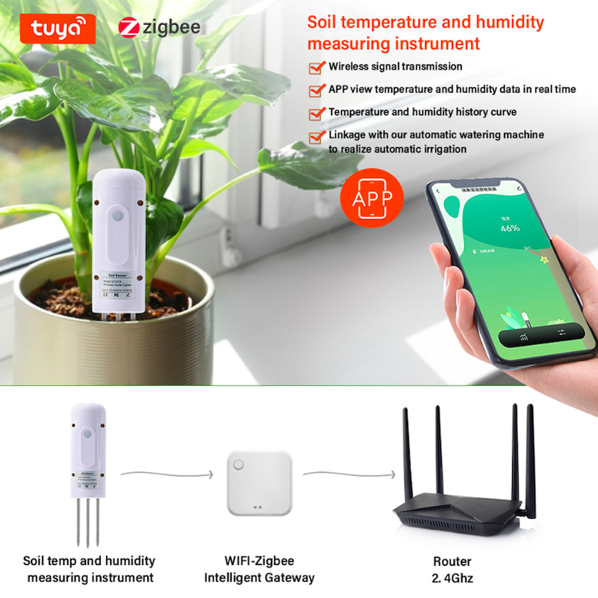 Tuya Zigbee Smart Soil Temperature And Humidity Sensor